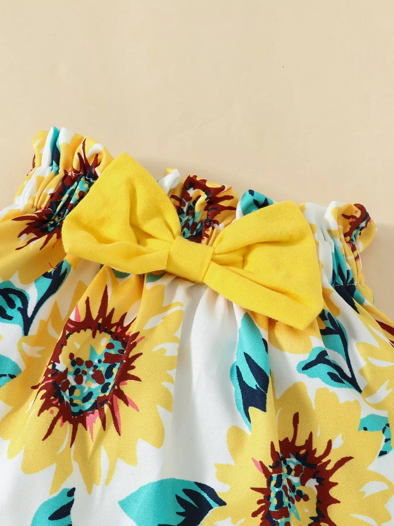 “Sunflower baby girl clothing set with headband”