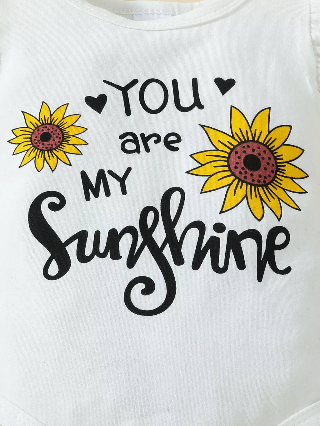 “Sunflower print baby girl outfit, 3‑piece set”