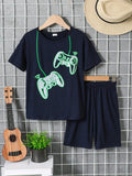 “Kids graphic T‑shirt and pants set in black, 2‑piece outfit